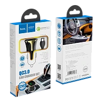 Автомобильное З/У HOCO Z31 2USB 3.4A QC3.0 с кабелем microUSB черный (1/14/140) 