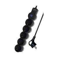 Удлинитель Космос 5р.С/З 10A 3.0м с выкл. ПВС 3х0.75мм² IP20 черный (1/30)