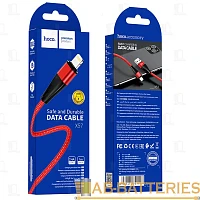 Кабель HOCO X57 USB (m)-Lightning (m) 1м 2.4A нейлон красный (1/33/330)