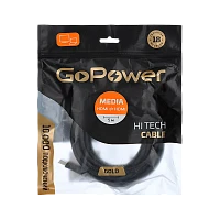 Кабель GoPower HDMI (m)-HDMI (m) 5м ПВХ ver.1.4 черный Premium Zip-Lock c подвесом (1/50)