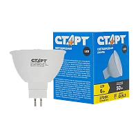 Лампа светодиодная Старт JCDR GU5.3 6W 2700К 220V рефлектор матовая (1/10/100)