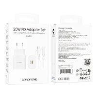 Сетевое З/У Borofone BA82A Type-C 3.0A 25W PD,QC с кабелем Type-C-Lightning белый (1/46/184)