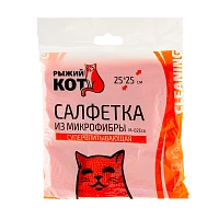 Салфетка Рыжий кот М-02Есо 25х25см микрофибра  красный (1/40/200)
