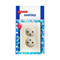 Розетка Smartbuy "Венера" 2гн. 10A Б/З бежевый (1/10)