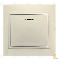 Выключатель Smartbuy 1-клавишный с индикатором 10А бежевый "Венера"