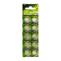 Батарейка GP G12/LR1142/LR43/386A/186 BL10 Alkaline 1.5V отрывные (10/250/5000) R