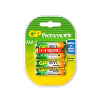 Аккумулятор бытовой GP HR03 AAA BL3+1 NI-MH 1.2V 1000mAh в пластиковой упаковке