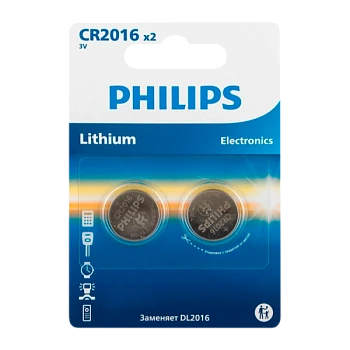 Батарейка Philips CR2016 BL2 Lithium 3V (2/40/400)