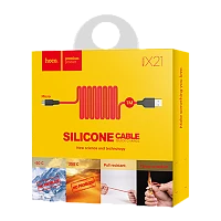 Кабель HOCO X21 USB (m)-microUSB (m) 1м 2.0A силикон красный черный (1/29/174)