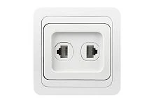 Розетка компьютер+телефон RJ-45+Phone одинарная белая "Марс" Smartbuy (SBE-02w-S1-RJPH) /1/10/100