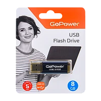 Флеш-накопитель GoPower HIT 8GB USB2.0 металл черный