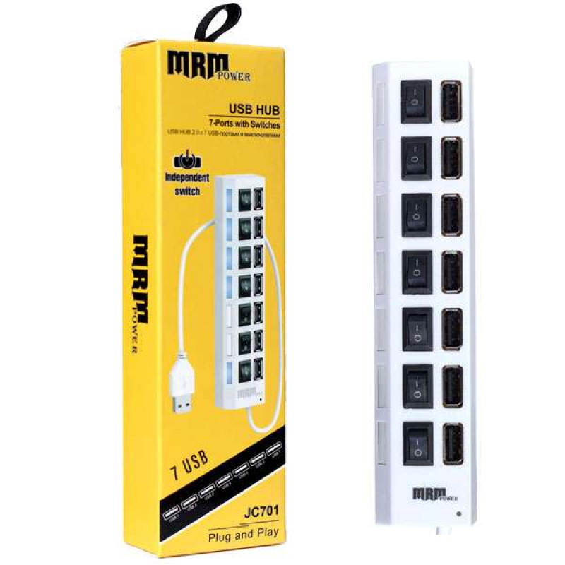 USB-Хаб MRM-Power JC701 7USB USB2.0 белый (1/200)