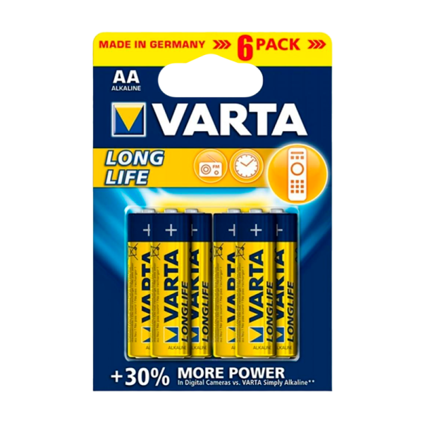 Батарейка Varta LONGLIFE LR6 AA BL4+2 Alkaline 1.5V (4106) (6/60/300)