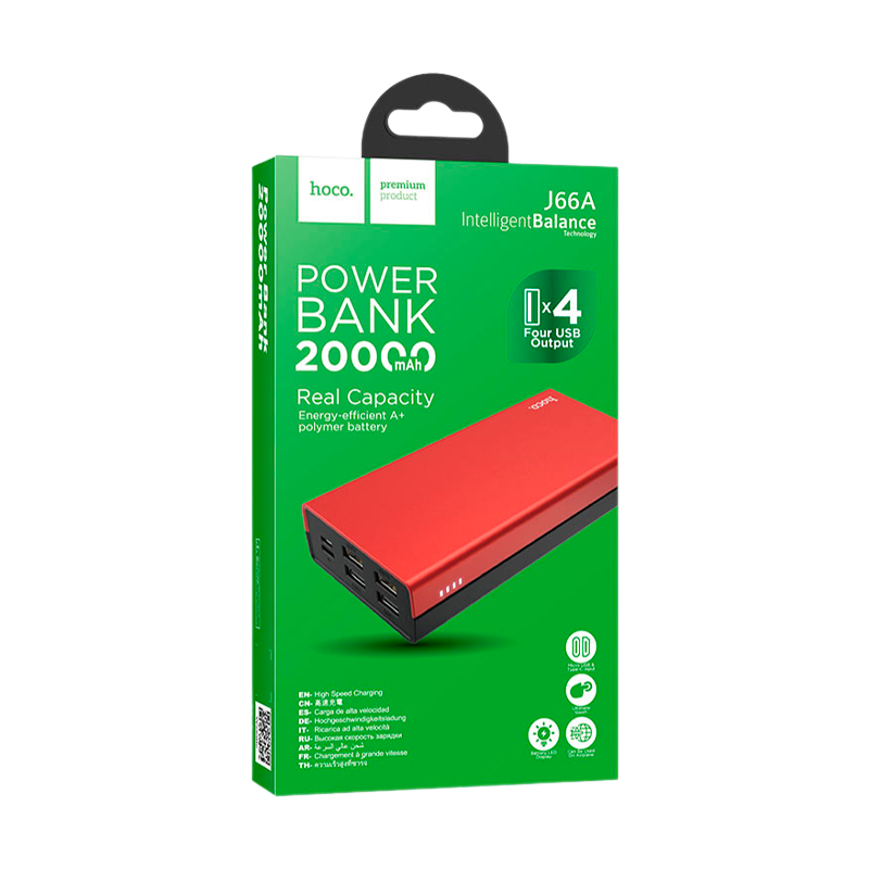 Внешний аккумулятор HOCO J66A 20000mAh 2.0A 4USB/Type-C красный (1/31)