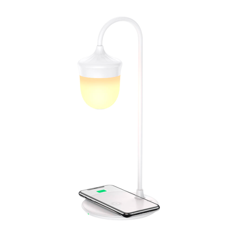 Светильник настольный Borofone BQ8 10W 230V на основании сенс. беспр. зар. Qi белый (1/24)
