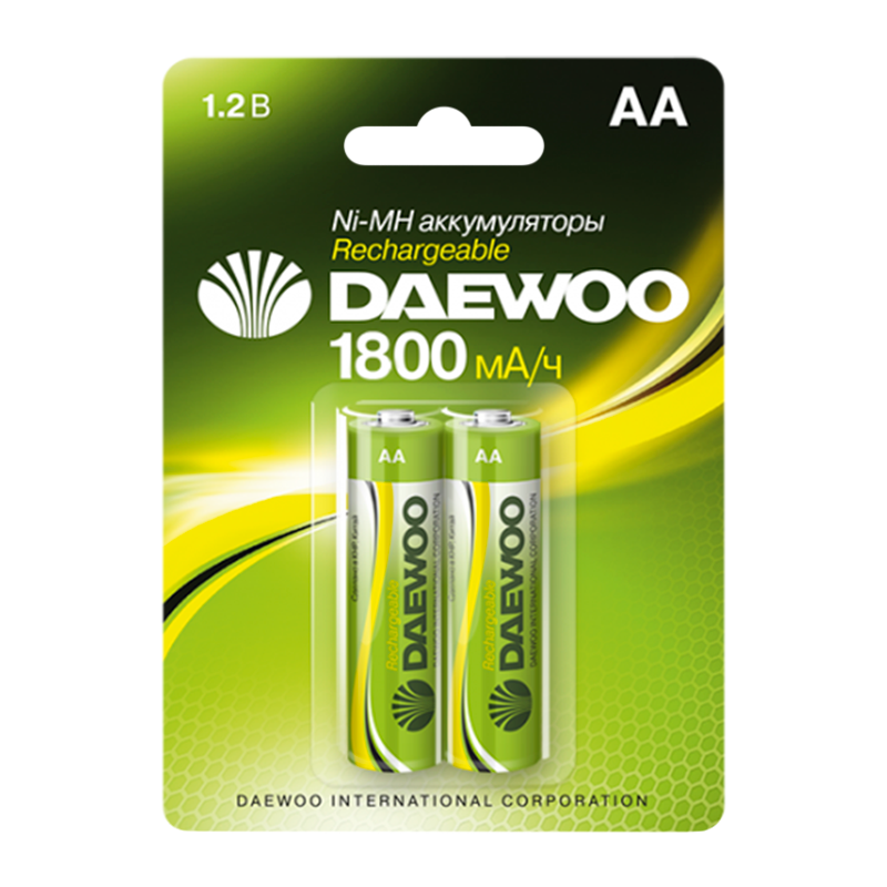 Аккумулятор бытовой Daewoo HR6 AA BL2 NI-MH 1800mAh (2/20/100)