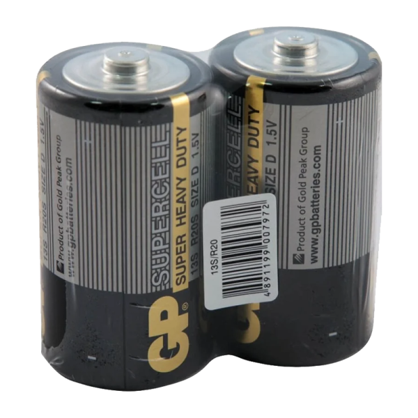 Батарейка GP Supercell R20 D Shrink 2 Heavy Duty 1.5V (2/20/200)