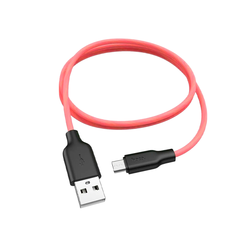 Кабель HOCO X21 Plus USB (m)-microUSB (m) 2.0м 2.4A силикон черный красный (1/28/168)