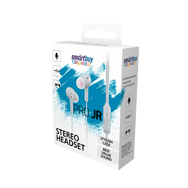 Наушники внутриканальные Smartbuy Pro JR с микр. серый в коробке (1/50)