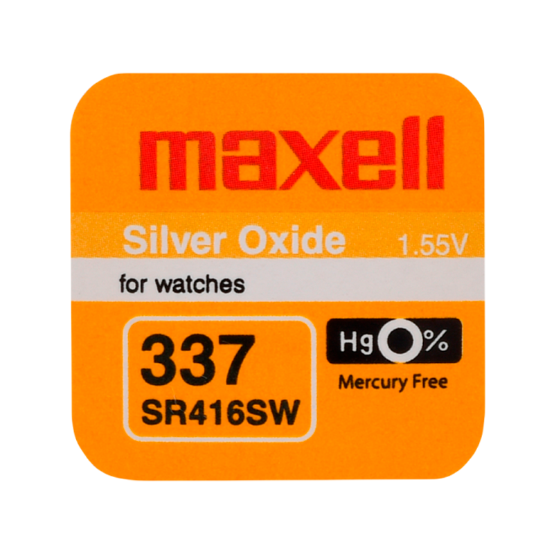 Батарейка Maxell 337 (SR416SW) BL1 Silver Oxide 1.55V 0%Hg (1/10/100)