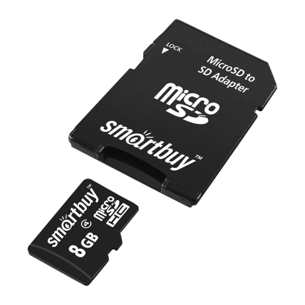 Карта памяти microSD Smartbuy 8GB Class10 10 МБ/сек с адаптером