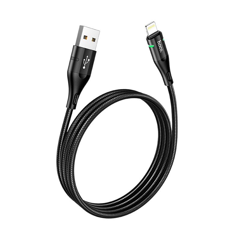 Кабель HOCO U93 USB (m)-Lightning (m) 1.2м 2.4A нейлон черный (1/22/220)