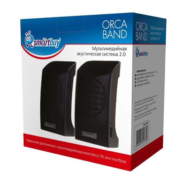 Колонки 2.0 Smartbuy Orca Band 6W USB+Jack 3.5мм черный (1/60)