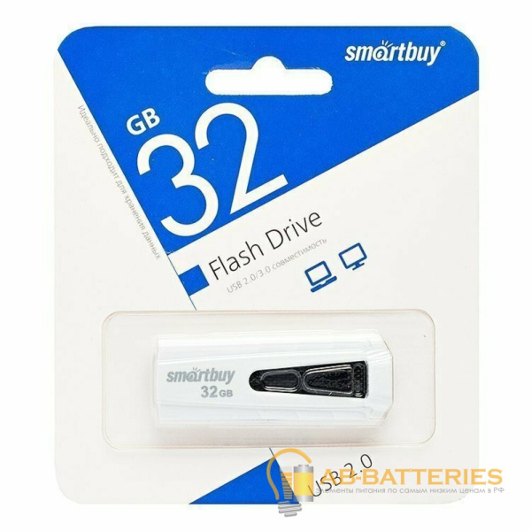Флеш-накопитель Smartbuy Iron 32GB USB2.0 пластик черный белый