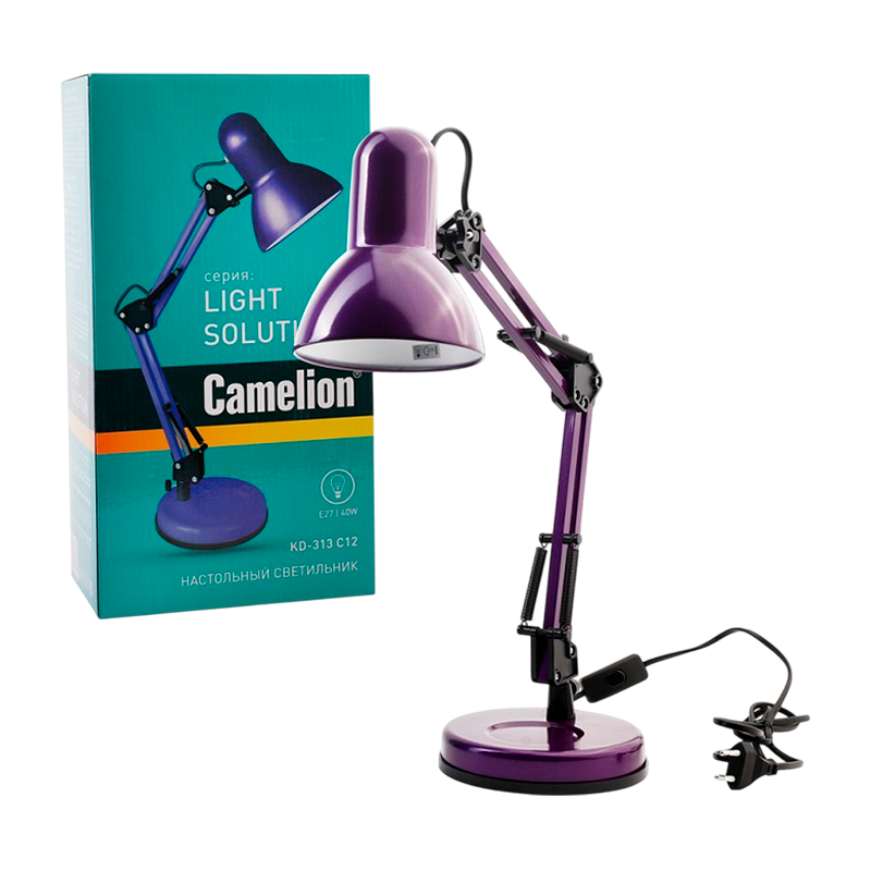 Светильник настольный Camelion KD-313 60W 230V E27 на основании фиолетовый (1/6)
