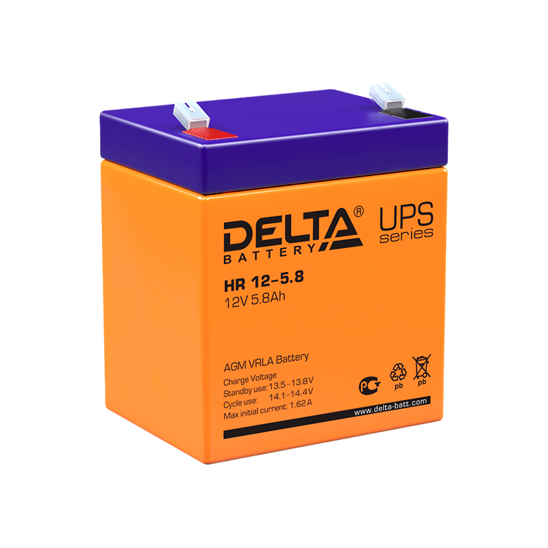 Аккумулятор свинцово-кислотный Delta HR 12-5.8 12V 5.8Ah