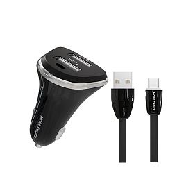 Автомобильное З/У MORE CHOICE AC22m 2USB 2.4A с кабелем microUSB черный