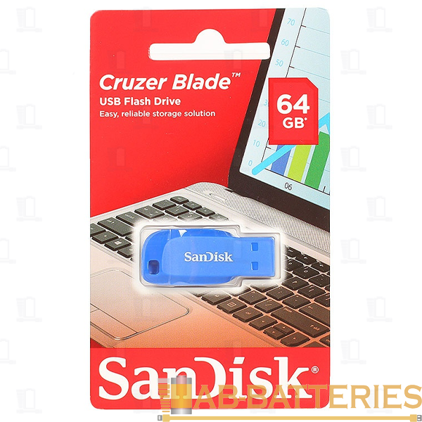 Флеш-накопитель SanDisk Cruzer Blade CZ50 64GB USB2.0 пластик синий