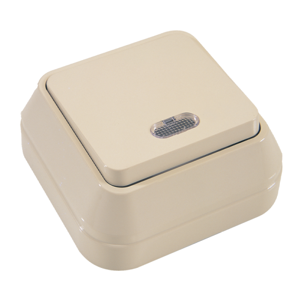 Выключатель Makel Light Siva Ustu 1-клав.10A пластик накладной кремовый 45221 (1/10)