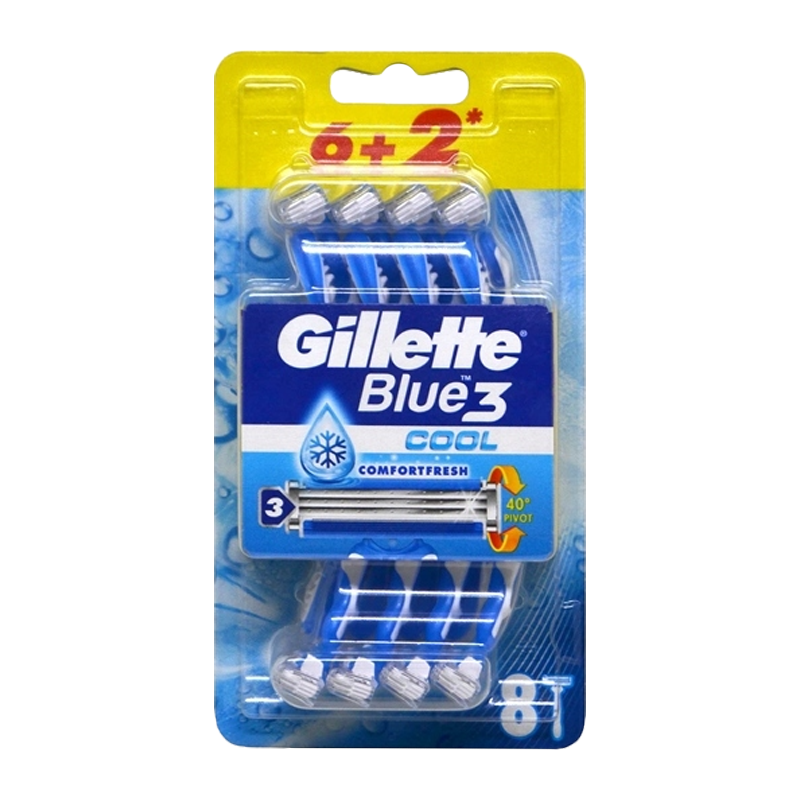 Бритва Gillette BLUE3 Cool 3 лезвия прорезиненная ручка 6+2шт. (1/3/12)