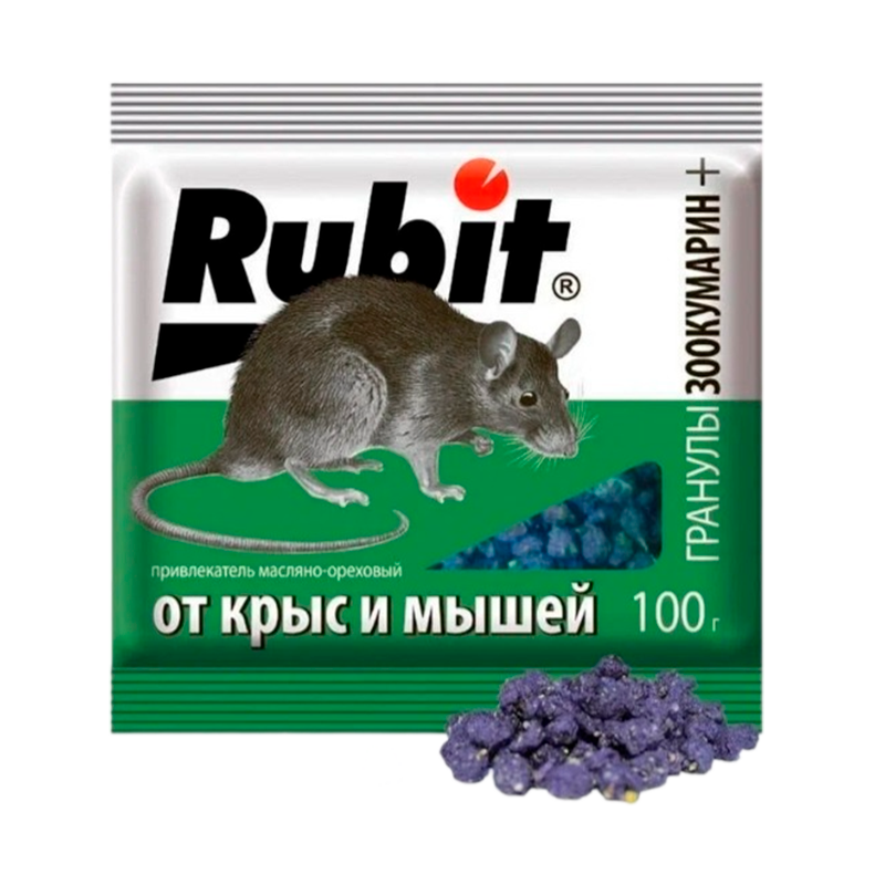 Гранулы Рубит Зоокумарин+ орех 100 гр 50 шт./кор Летто
