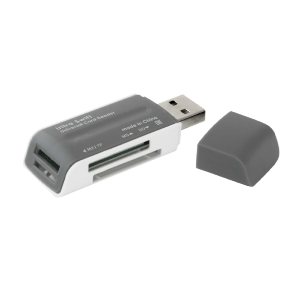 Картридер Defender Ultra Swift USB2.0 SD/microSD/MS/M2 Combo серый (1/100)