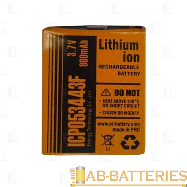 Аккумулятор ET ICP053443F 5.0*34.0*43.0, 900mAh, Li-Ion