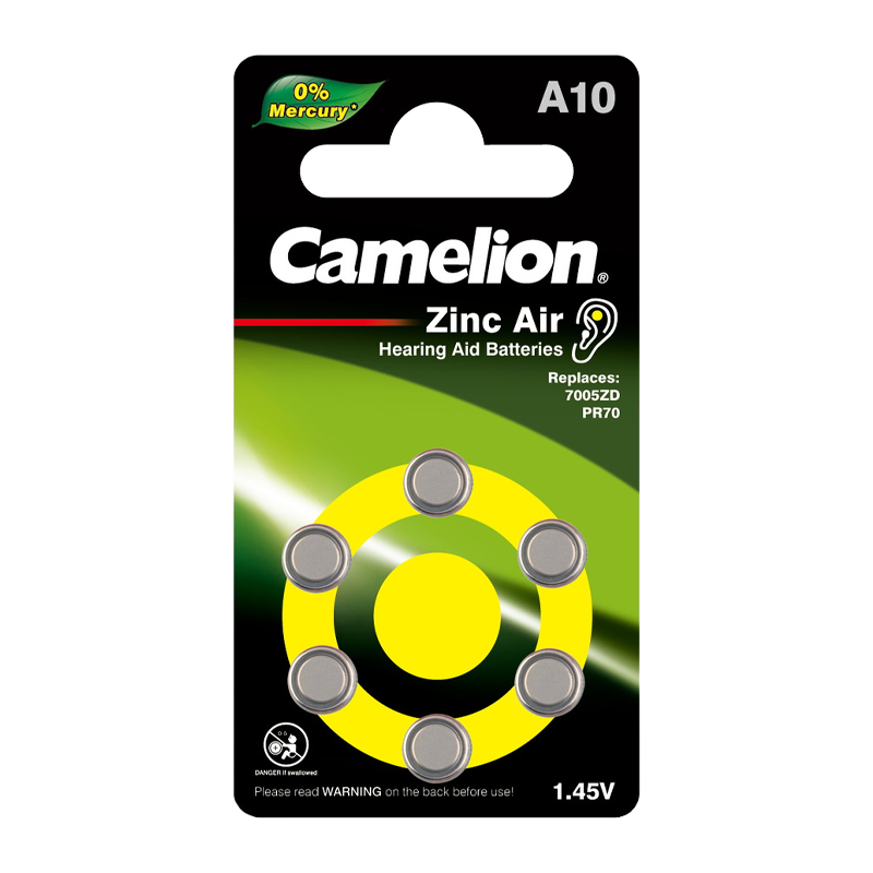 Батарейка Camelion ZA10 BL6 Zinc Air 1.45V 0%Hg (6/60/600/3000)
