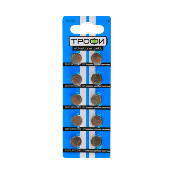 Батарейка Трофи G8/LR1120/LR55/391A/191 BL10 Alkaline 1.55V (10/200/1600)