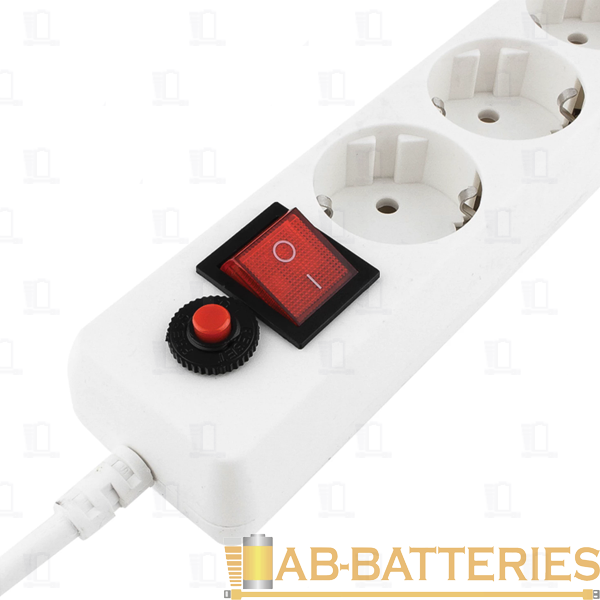 Сетевой фильтр Гарнизон ЕНB-15 6р.С/З 10A с выкл. 90 Дж 5.0м ПВС 3x0.75мм² белый (1/30)