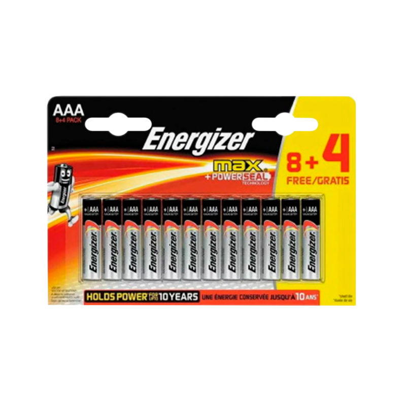 Батарейка Energizer MAX LR03 AAA BL8+4 Alkaline 1.5V (12/72)