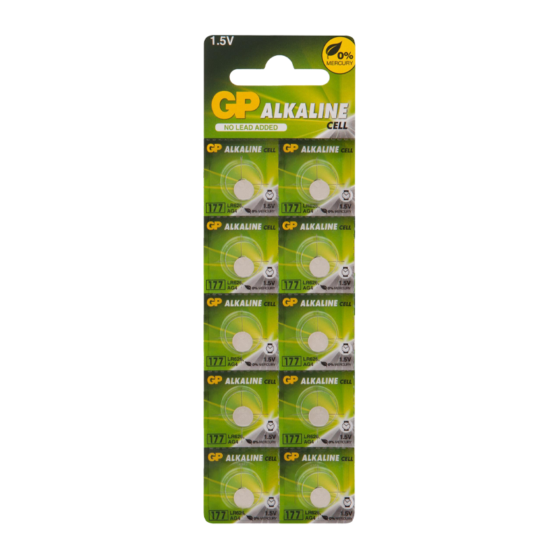 Батарейка GP G4/LR626/LR66/377A/177 BL10 Alkaline 1.5V отрывные (10/250/5000) R