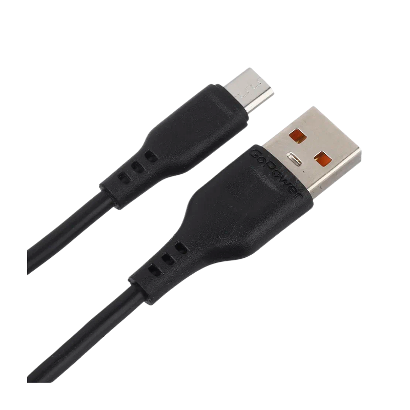 *Кабель GoPower GP01M USB (m)-microUSB (m) 1.0м 2.4A ПВХ черный (1/200/800) 