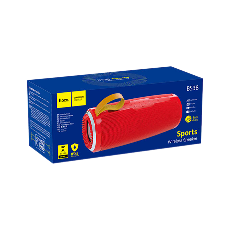 Портативная колонка HOCO BS38 bluetooth 5.0 microSD красный (1/20)