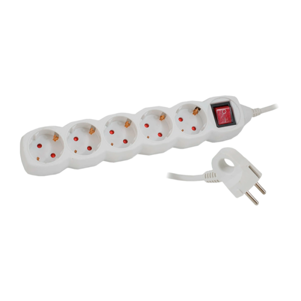 Удлинитель Старт S 5р.С/З 10A 3.0м с выкл. ПВС IP20 белый (1/20)