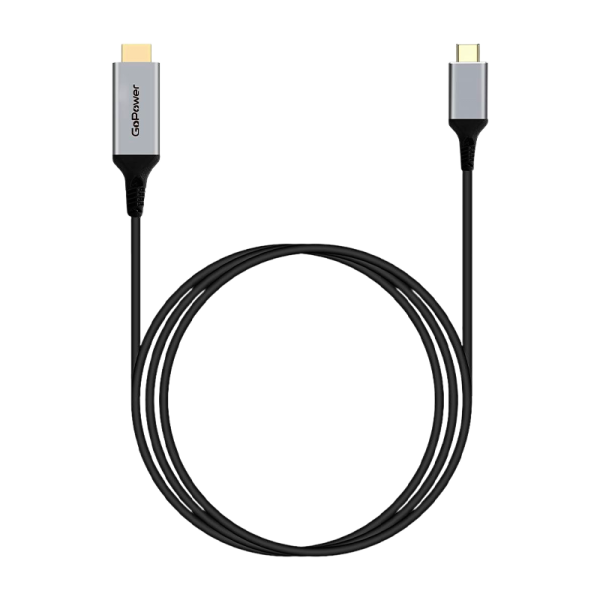 Кабель GoPower Type-C (m)-HDMI (m) 2.0м ПВХ 4K 60Hz черный Premium Zip-Lock c подвесом (1/100)
