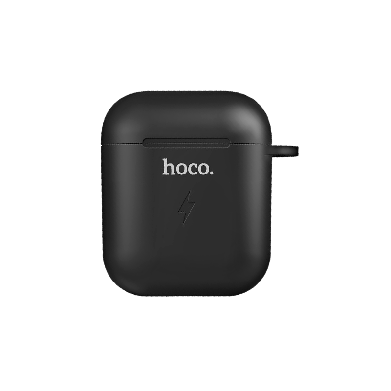 Зарядный чехол HOCO CW22 для Airpods 0.5A силикон беспр. зар. Qi черный (1/22/220)