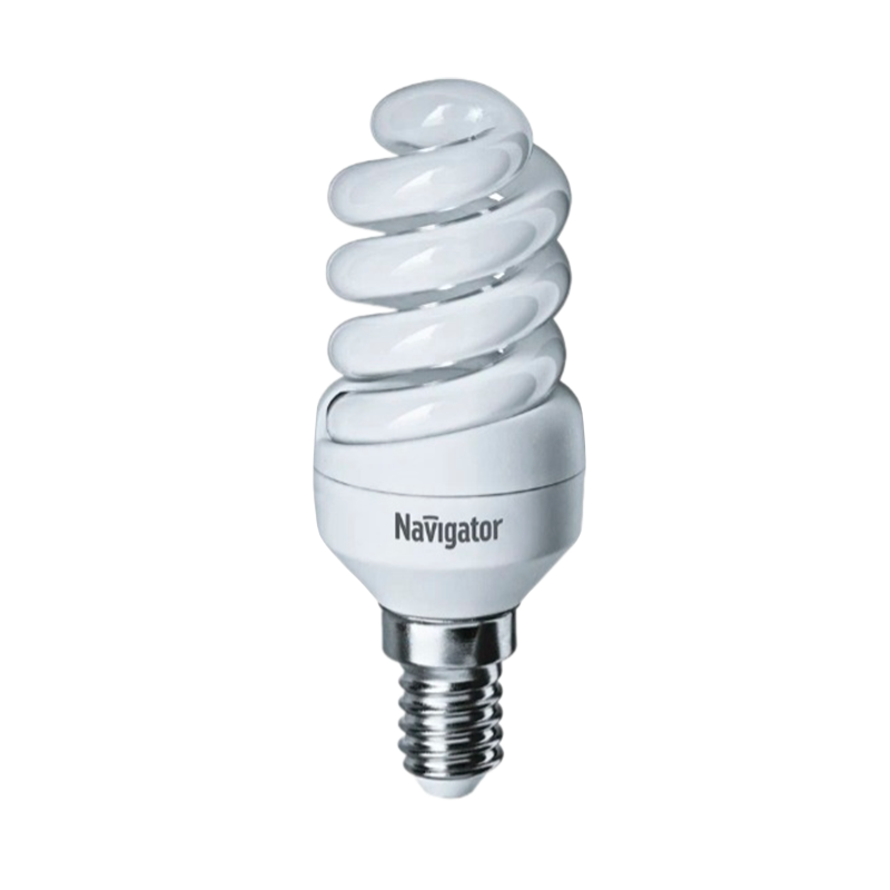 Лампа люминесцентная Navigator SF10 E14 9W 2700К 220-240V спираль (1/12/108)