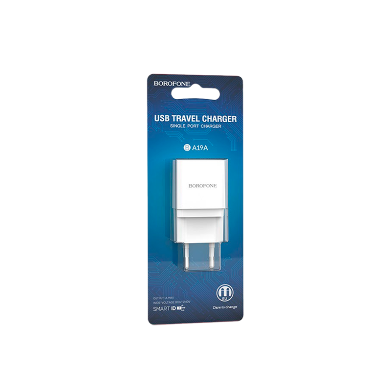 Сетевое З/У Borofone BA19A 1USB 1.0A белый (1/65/260)