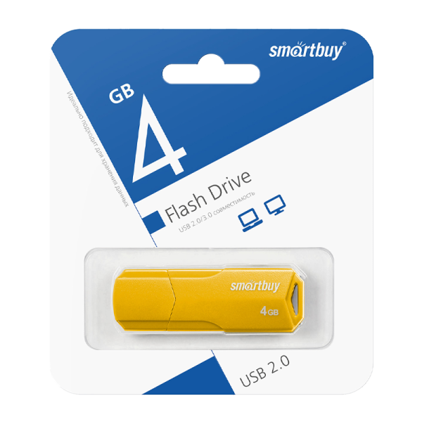 Флеш-накопитель Smartbuy Clue 4GB USB2.0 пластик желтый